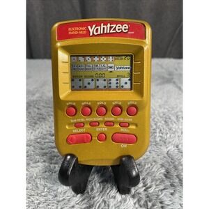 Hasbro 2002 Vintage Yahtzee Handheld Pocket Electronic Game Gold & Red WORKS